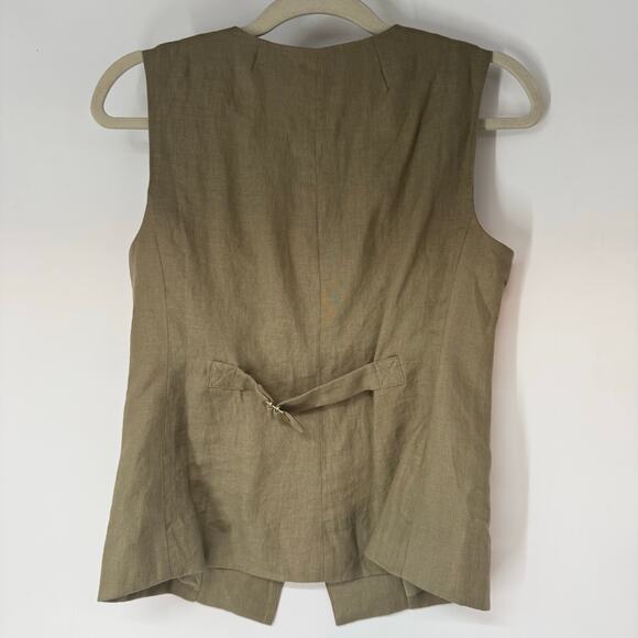 NWT J. Crew Cutaway Linen Vest Top Womens 2 Dusty Fatigue Green Button Front - Picture 4 of 9